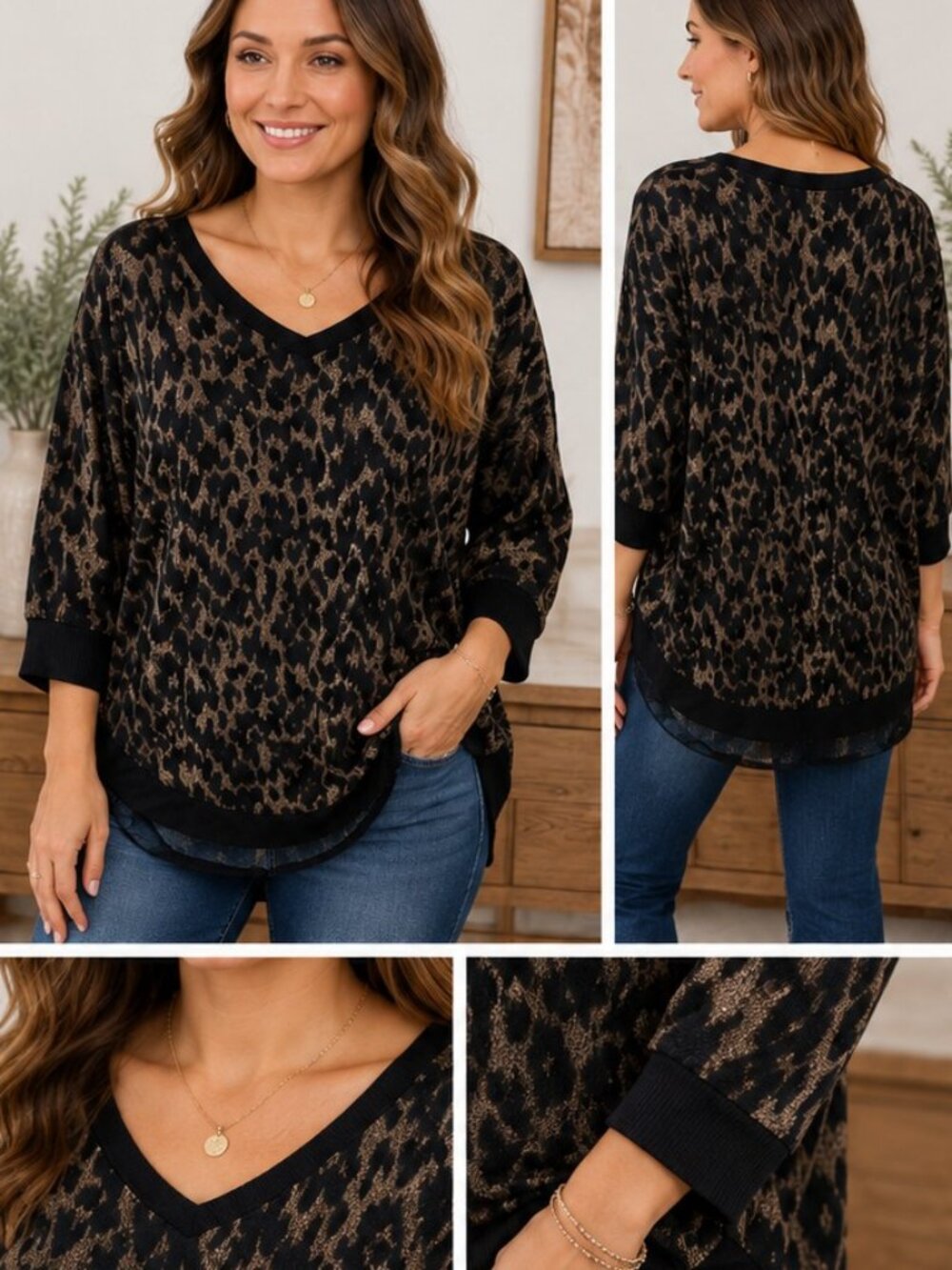 Maurices Leopard Print Dolman Sleeve Lightweight Knit Top XL